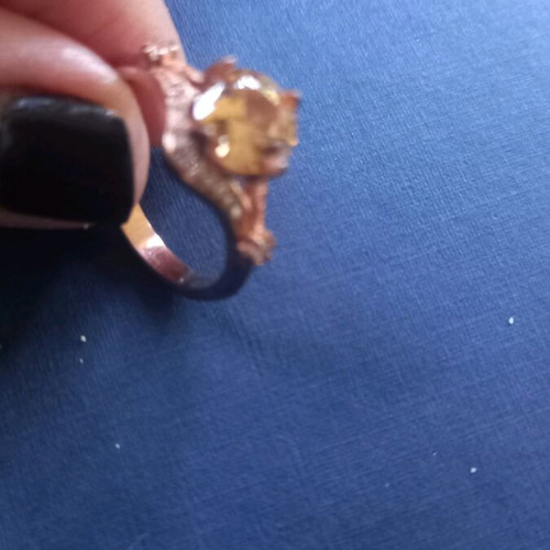 Silver rose gold monoptero ring with zircon stone like new