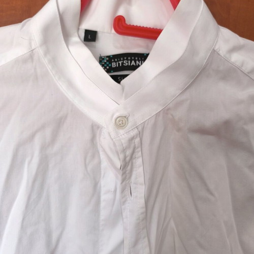 Bitsiani men's shirt with Mao collar, size L, like new, white