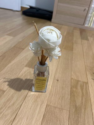 Jar with sticks for room fragrance used