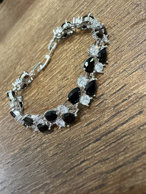 Bracelet with black and white zirconia, new, stainless steel