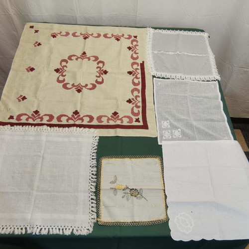 Tablecloths used, pack of 6, 1950s vintage