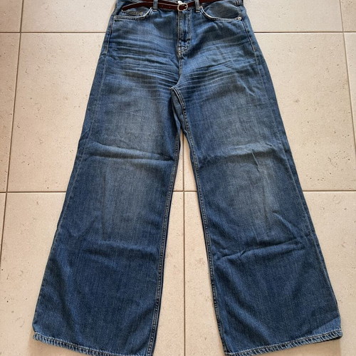 Zara Wide Leg Jeans with Thin Brown Belt like new, size M