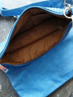 Blue bag with rhinestones, with a strap