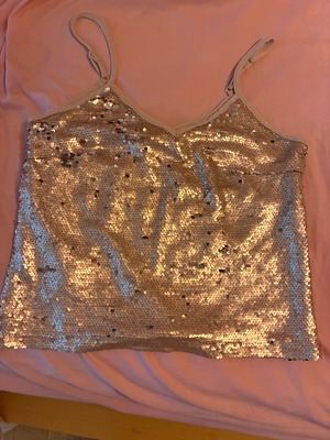Sequin top Mystery Jane small-medium like new beige gold