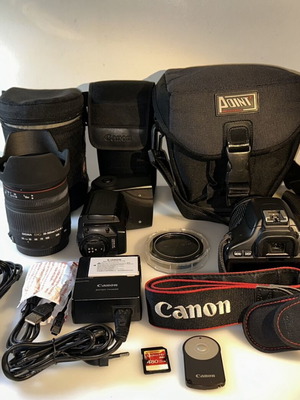 Canon 350D Digital SLR употребяван с обективи, светкавица и аксесоари