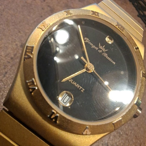 Younger & Bresson quartz watch used, gold-tone