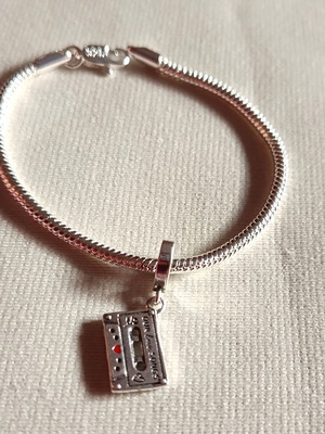 Retro cassette bracelet silver chain new