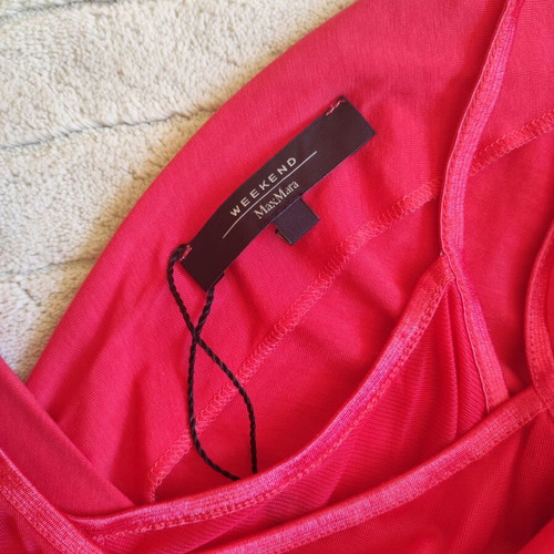 Weekend Max Mara Red Lyocell Midi V-Neck Dress, Size XS
