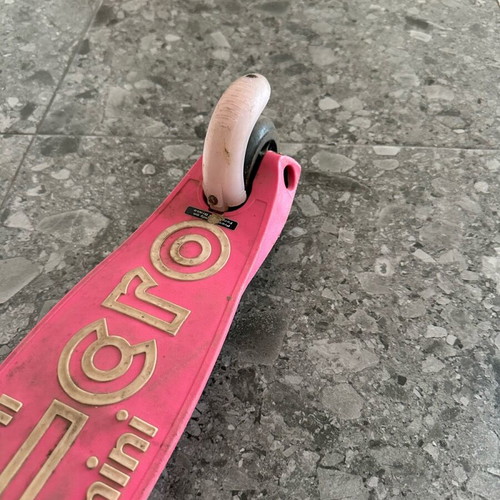 Micro Mini Deluxe Led scooter used with helmet for ages 2-5