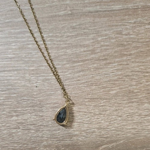 Gold necklace with black stone new
