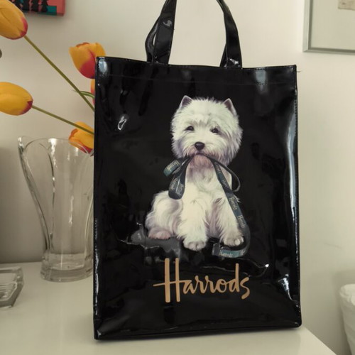 Harrods Westie bag authentic used black PVC