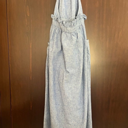 Mango dress like new, cotton with linen, backless, blue