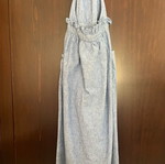 Mango dress like new, cotton with linen, backless, blue