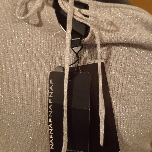 Naf Naf silver lurex viscose top new, size S