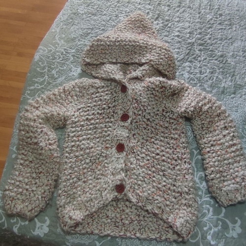 Handmade women's cardigan 100% wool with hood multicolor made to order