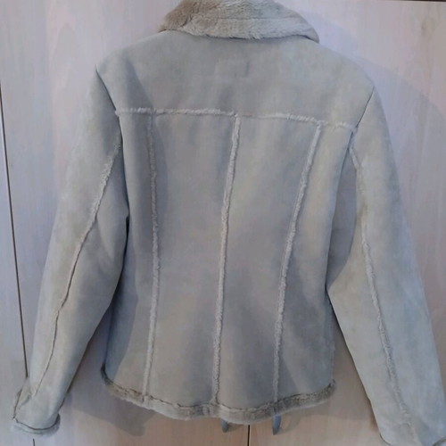 Aviator jacket Julia Bergovich like new, beige mouton with synthetic fur collar