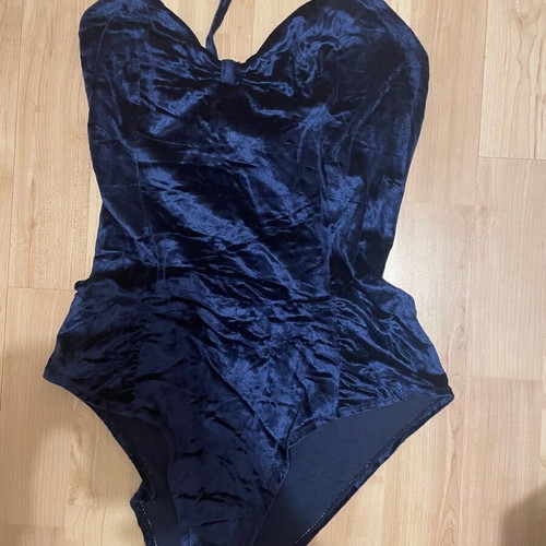 Vintage velvet bodysuit deep blue like new S/M