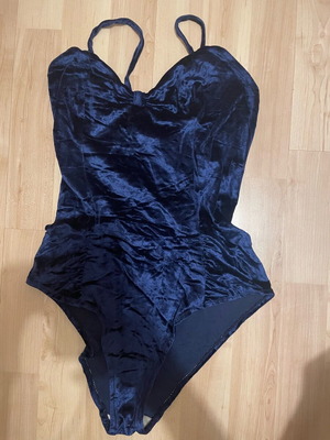 Vintage velvet bodysuit deep blue like new S/M