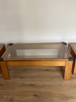 Wooden coffee table set used with side tables