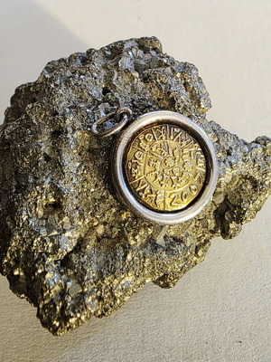 Ilias Lalaounis 18K Gold and 925 Silver Pendant 2007 Disc of Phaistos like new