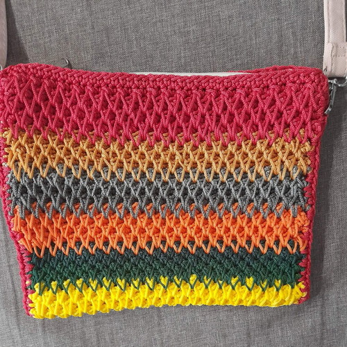 Handmade knitted crossbody bag A To Z Greek new, multicolored