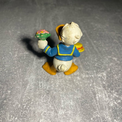 Donald Duck miniature figure used, vintage 1984 Walt Disney Bully