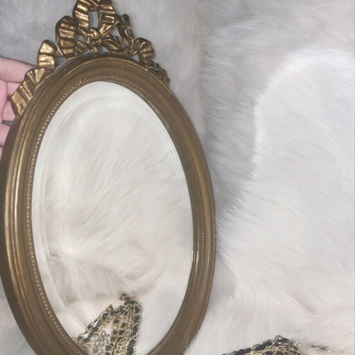 Vintage Art Nouveau antique mirror like new, oval with gold finish