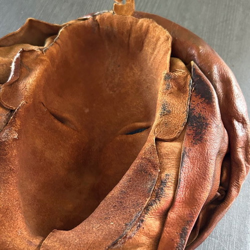 Handmade leather mask wall decor