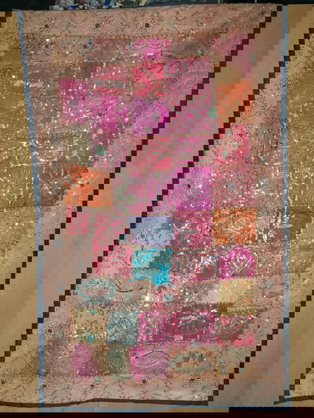 Hindi Embroidered Beads Zari TAPESTRY.