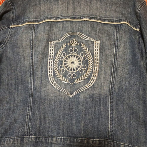Mia denim jacket with designs new, size 52, blue