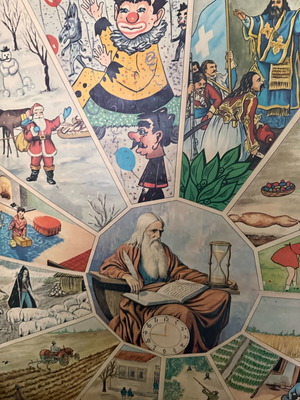 Collectible school poster “Time and His 12 Children” used, 1960s