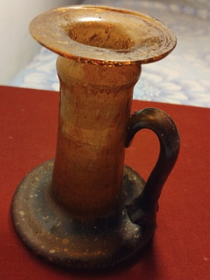 Glass candlestick handmade vintage like new