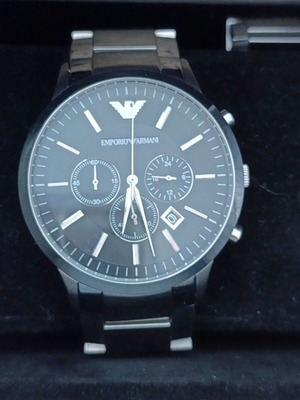 Emporio Armani Renato ανδρικό ρολόι 43mm χρονογράφος μπαταρίας ασημί μεταλλικό μπρασελέ καινούργιο
