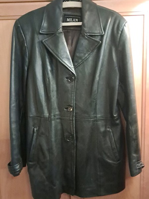 Δερμάτινο γυναικείο σακάκι μαύρο μέγεθος L σαν καινούργιο