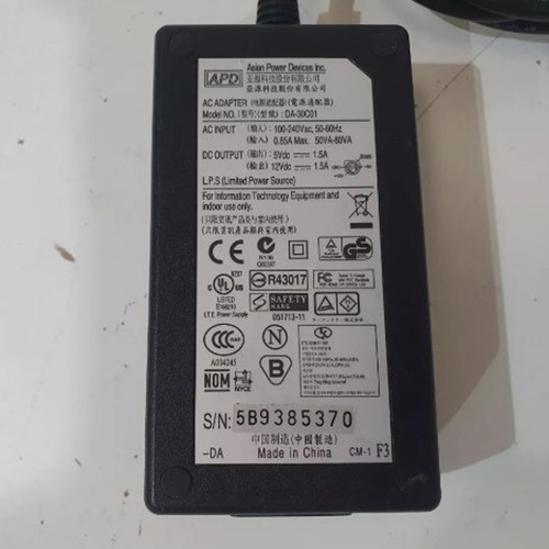 Asian Power Devices DA-30C01 power supply used, 5 & 12V 1.5A