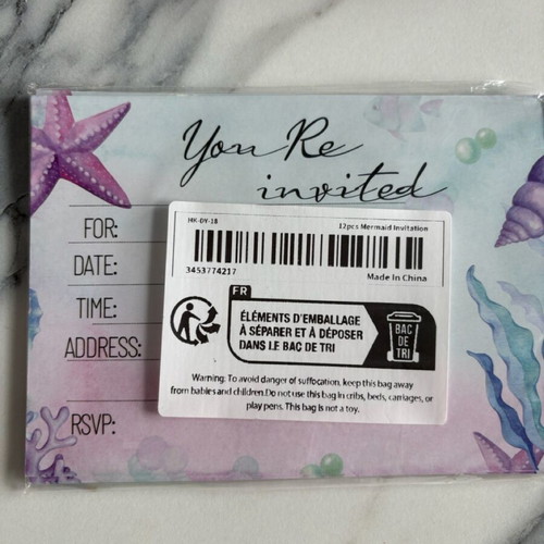 Mermaid tail party invitations like new, pack of 7