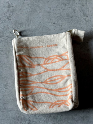 Korres fabric toiletry bag new, beige and orange