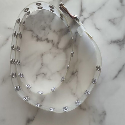 Transparent belt with metal details like new, 94cm without buckle