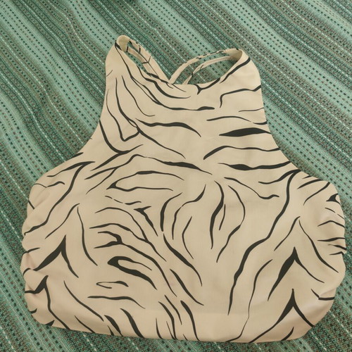 Zebra Print Crop Top with Open Back and Crisscross Straps, like new