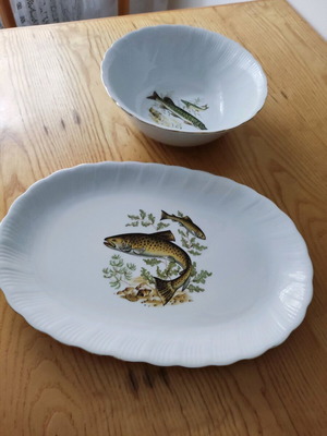 Bavaria Winterling porcelain platter and bowl like new
