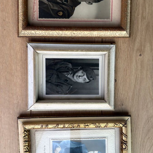 Set of 3 Vintage Photo Frames with Original Portrait Photographs