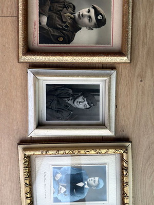 Set of 3 Vintage Photo Frames with Original Portrait Photographs