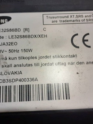 Πλακέτες Samsung 32” μεταχειρισμένες για μοντέλο LE32S86BD με σπασμένη οθόνη