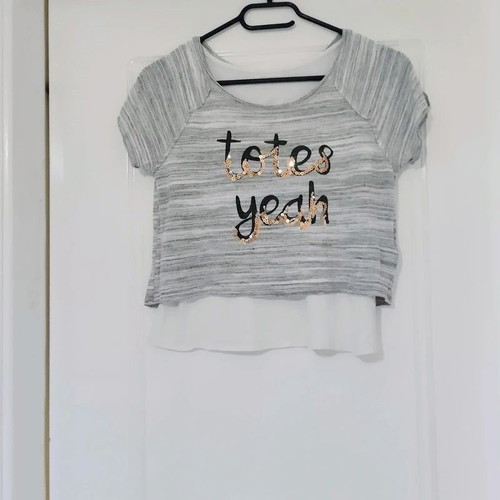 H&M layered girl's t-shirt 146-152, like new, grey and white