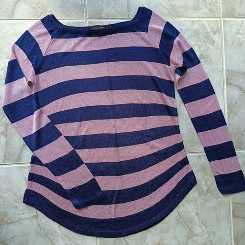 Figaro thin sweater, blue and pink, size L