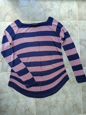 Figaro thin sweater, blue and pink, size L