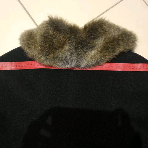 Wool coat new with synthetic fur, gray, size XL