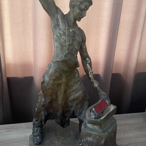 Old ceramic figurine with artist signature, possibly German