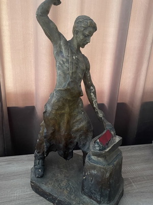Old ceramic figurine with artist signature, possibly German