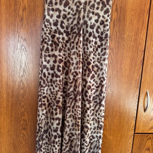 Zara animal print dress medium with side slit and lining like new, brown